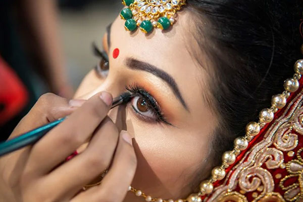 Professional bridal and party makeup application